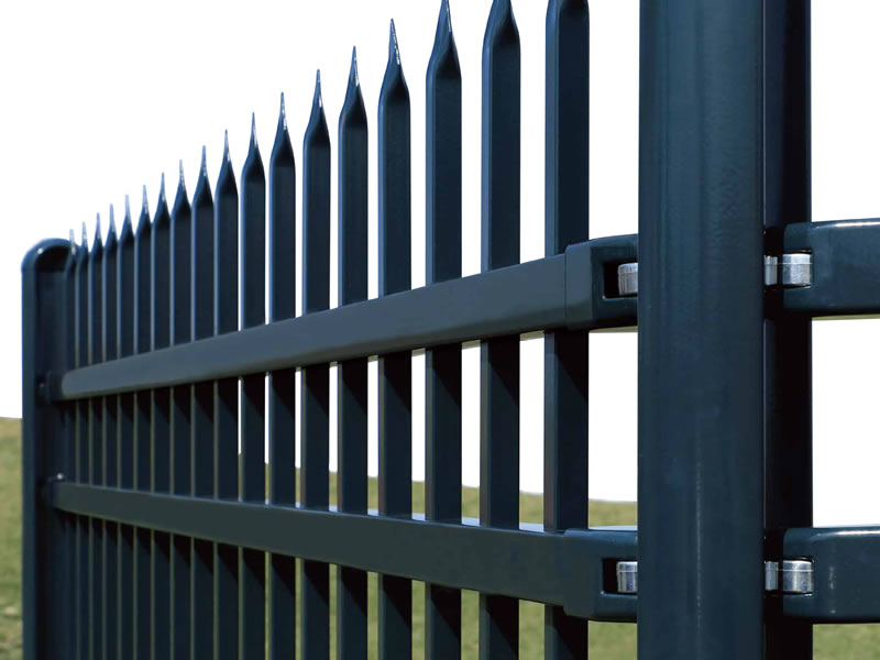 Symmetrical Steel Fence with Concave Posts